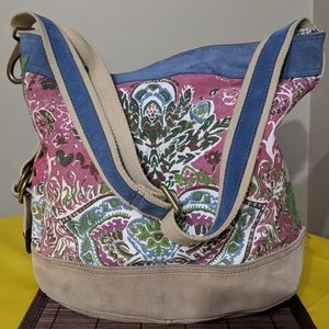 Lucky Brand Runaway Canvas Suede crossbody bag